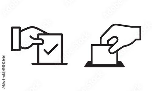 投票・選挙・アンケートのアイコン　選挙　投票箱　調査　イラスト　投票ボックス　参議院選挙　投票所　紙 ( Voting, election, survey icon, election, ballot box, survey, illustration, ballot box, House of Councillors election, polling station, paper). eps