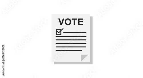 Illustration of a voting ballot with a checkmark next to a line.