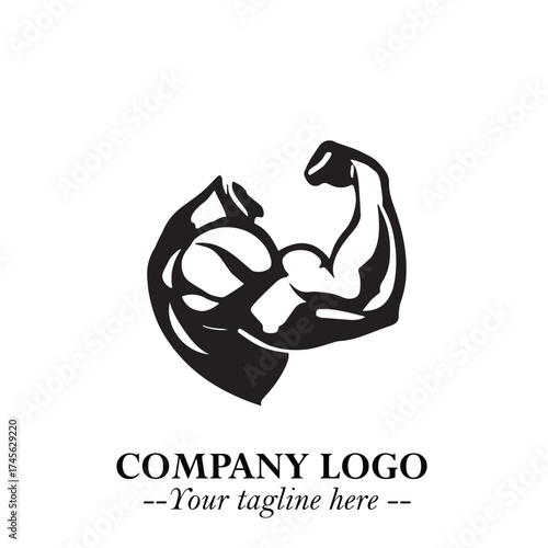 Arm Muscular Logo Symbol Black on White Background in Bold Strong Vector Design for Fitness Branding