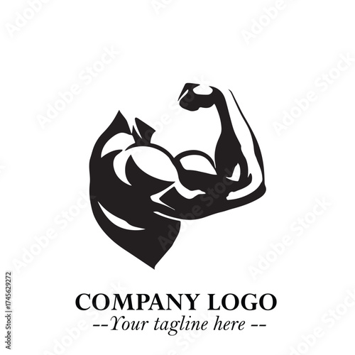 Arm Muscular Logo Symbol Black on White Background in Bold Strong Vector Design for Fitness Branding