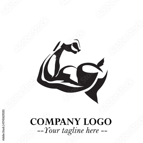 Arm Muscular Logo Symbol Black on White Background in Bold Strong Vector Design for Fitness Branding