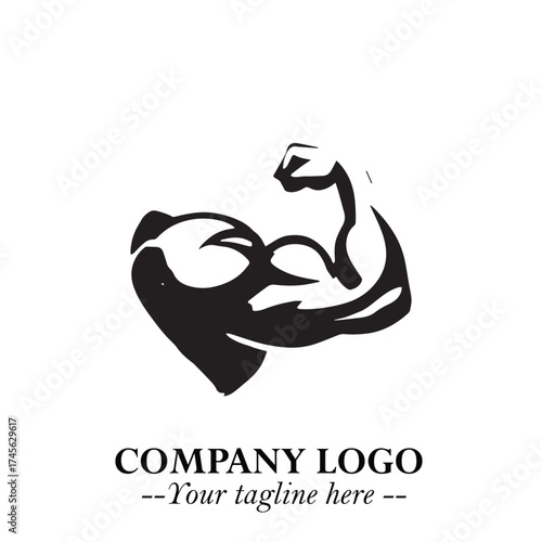 Arm Muscular Logo Symbol Black on White Background in Bold Strong Vector Design for Fitness Branding
