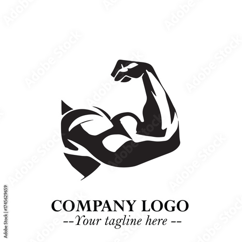 Arm Muscular Logo Symbol Black on White Background in Bold Strong Vector Design for Fitness Branding