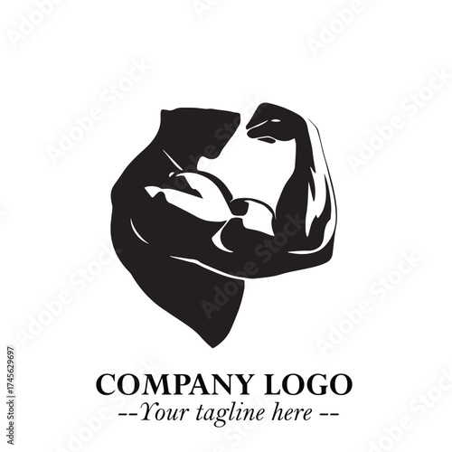 Arm Muscular Logo Symbol Black on White Background in Bold Strong Vector Design for Fitness Branding