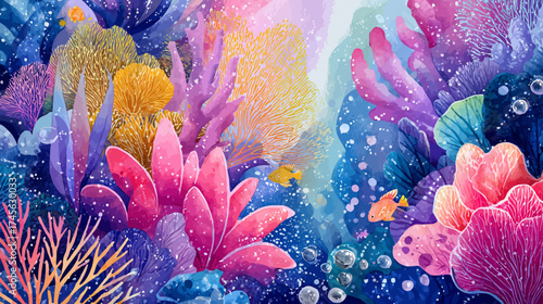 coral reef in blue water