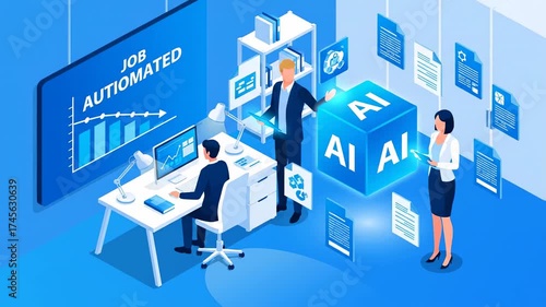 Automated Job Processing in Modern Office AI powered Efficiency Digital Transformation Strategy