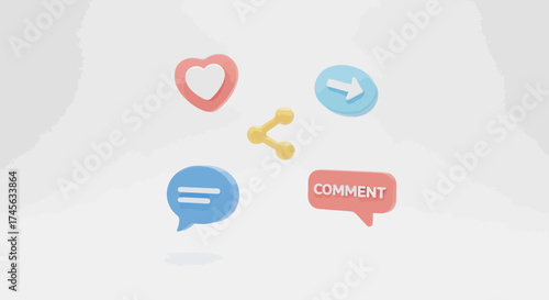 Colorful Social Media Icons Representing Interaction and Engagement Concepts