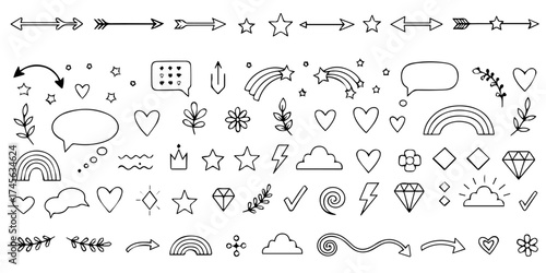 Doodle icons for social media and creative projects that add a fun, hand-drawn touch to your designs and bring a whimsical feel to any layout