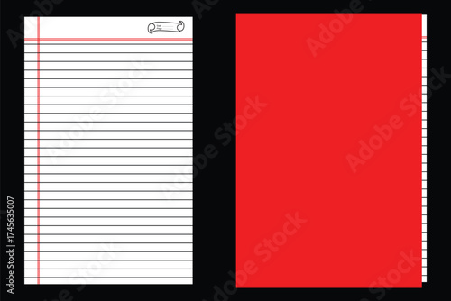 Crumpled Spiral Notebook Paper Templates Set Graph, Ruled Blank Vector. blank notebook mockup with metal spirals with black cover, place for text, in closed and opened view. collection of blank note