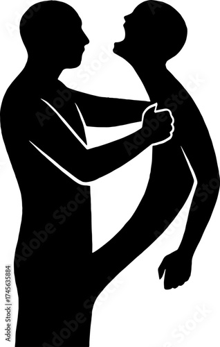 Silhouette of figure pulling another version of himself from body vector with white background 