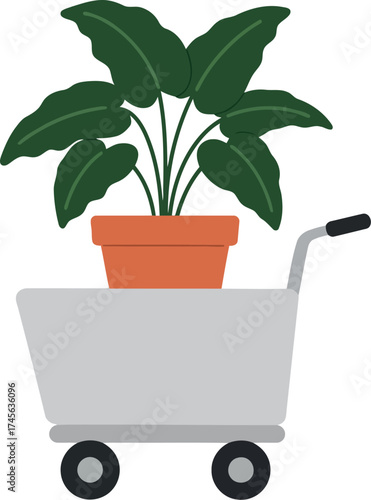 Potted plant in shopping cart icon for online plant store vector
