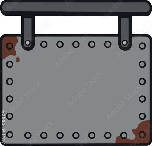 Rustic industrial sign blank weathered metal border copy space vector