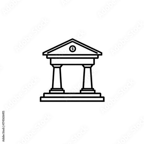 Line art Bank icon with transparent background PNG and JPEG image for your business	