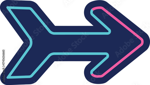 Neon arrow sign forward direction glowing modern design vector