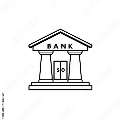 Line art Bank icon with transparent background PNG and JPEG image for your business	