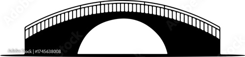 Modern arched bridge silhouette vector illustration
