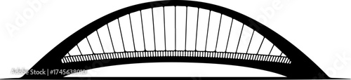 Modern arched bridge silhouette vector illustration