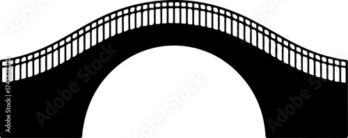 Modern arched bridge silhouette vector illustration