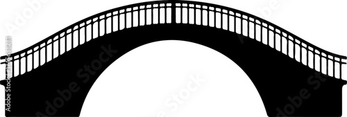 Modern arched bridge silhouette vector illustration