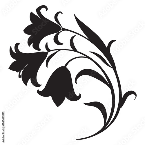art nouveau flower  vector icon