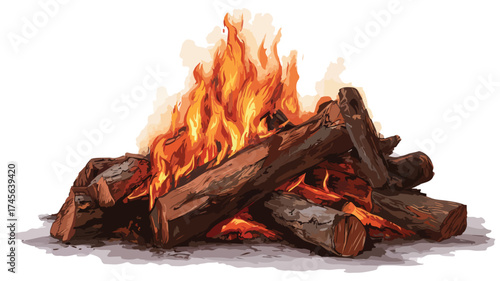 Wilderness Campfire Fire Flames Smoke Wood Log Nature