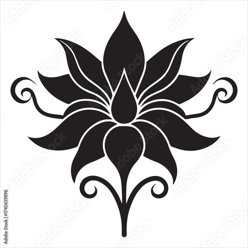 art nouveau flower  vector icon