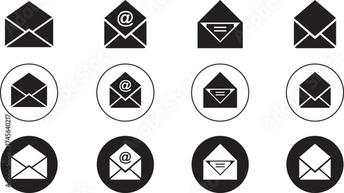 Minimal Email Envelope Icon Set – Vector Mail and Message Symbols