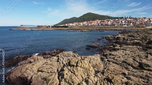 Rocks and calm ocean in A Guarda, Pontevedra, Galicia