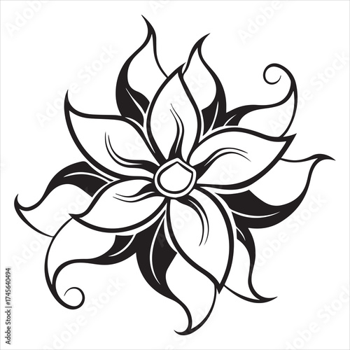 art nouveau flower  vector icon