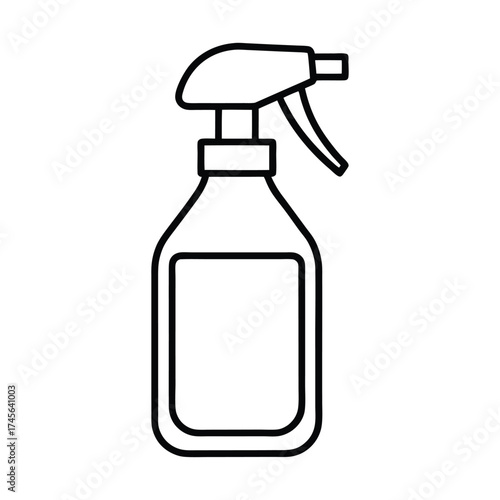 Simple outline illustration of a spray bottle with a trigger sprayer for cleaning or liquids