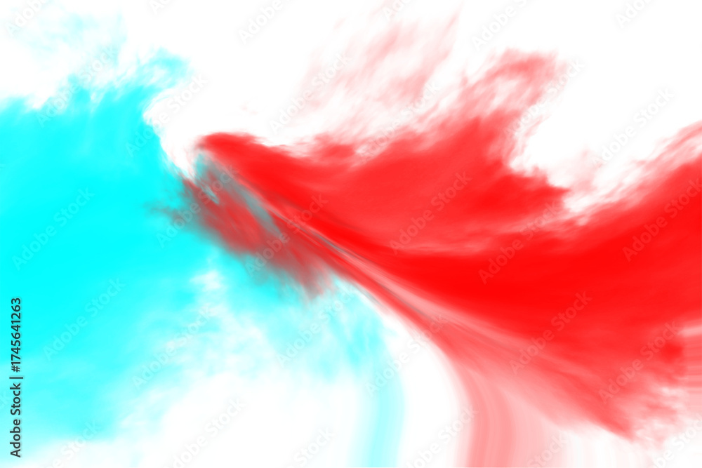 Fototapeta premium Abstract Red and Cyan Swirl with Smoke Effect on White Background blue