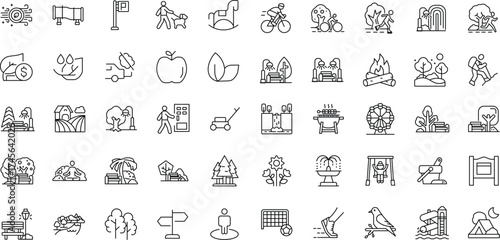 Urban Park Icons Collection. Editable stroke.