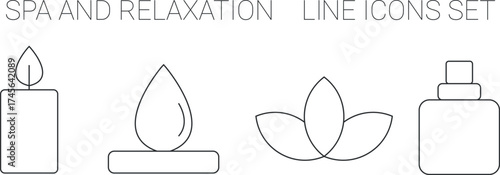 Spa and Relaxation line icons set