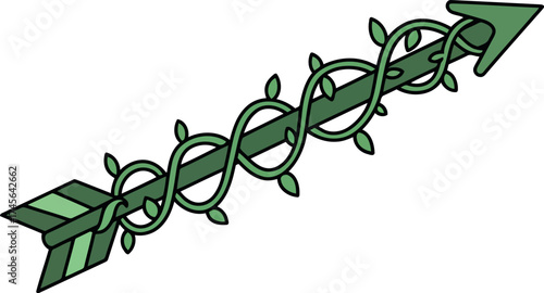 Green arrow wrapped in barbed wire stylized graphic vector