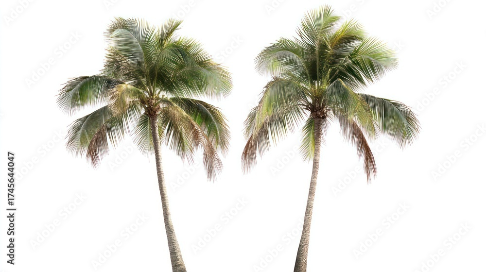 Obraz premium Two palm trees against white
