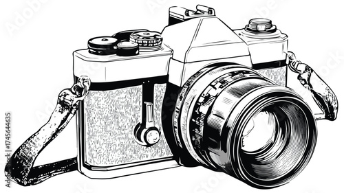 Capture Your Journey: Camera Vector with Outline for Adventure Documentation