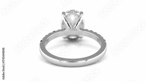 Luxury white gold Diamond Ring Spinning on white background Close-up