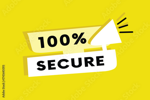 100 percent secure banner promotion business, vector eps modern design with megaphone.