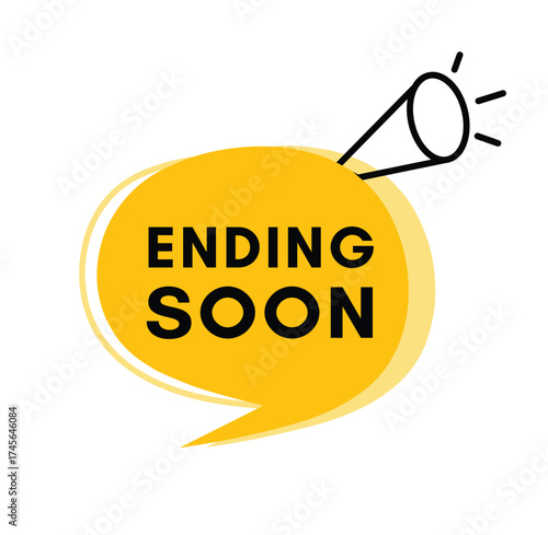 Ending soon colorful symbol illustration announce concept. Flat vector eps art for ad elements.