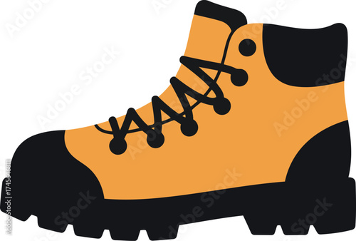 Durable yellow hiking boot isolated vector illustration adventure gear vector