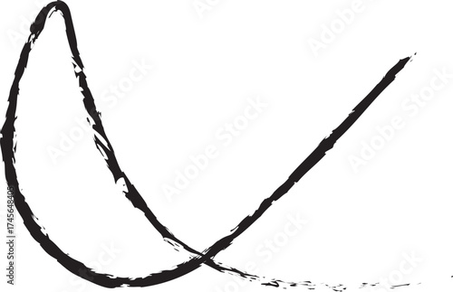 Beautiful Hand-Drawn Black Line Art Brush Stroke Background.