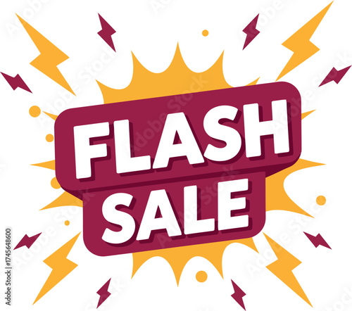 Dynamic flash sale burst with lightning bolts and explosive energy vector