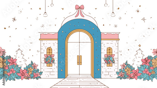 Festive Christmas Archway Entrance Decor: Holiday Gateway Xmas Image