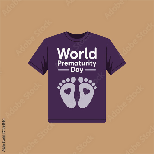 World Prematurity Day Awareness T Shirt Design,
Premature Baby Support T Shirt Vector,
World Prematurity Day Baby Footprints Illustration ,Purple Shirt Design for Prematurity,