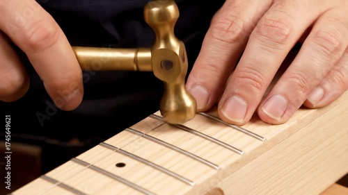 Wallpaper Mural Luthier Hammering Fret Wires on a Guitar Neck Torontodigital.ca