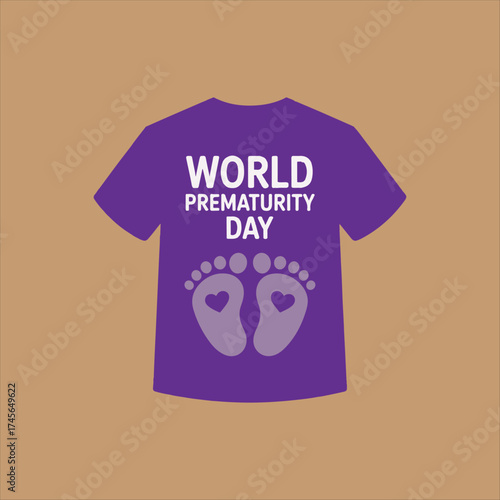 World Prematurity Day Awareness T Shirt Design,
Premature Baby Support T Shirt Vector,
World Prematurity Day Baby Footprints Illustration ,Purple Shirt Design for Prematurity,