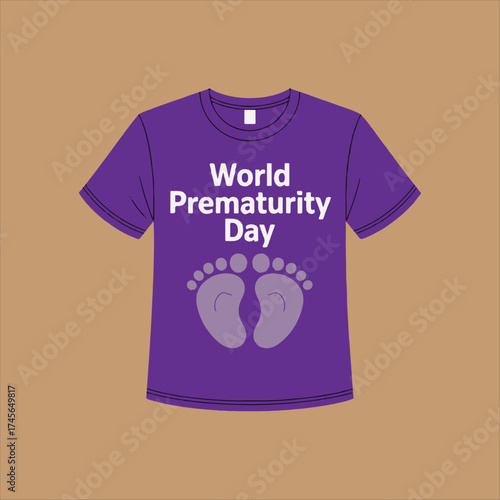 World Prematurity Day Awareness T Shirt Design,
Premature Baby Support T Shirt Vector,
World Prematurity Day Baby Footprints Illustration ,Purple Shirt Design for Prematurity,