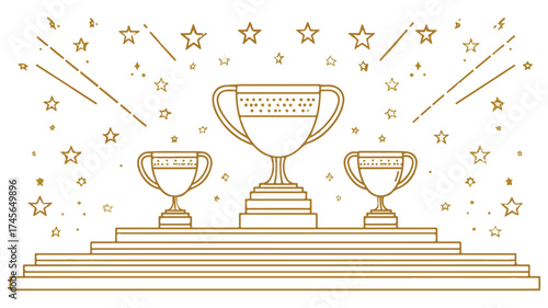 Triumphant Golden Podium Celebration Success Winner Vector