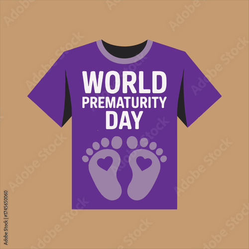 World Prematurity Day Awareness T Shirt Design,
Premature Baby Support T Shirt Vector,
World Prematurity Day Baby Footprints Illustration ,Purple Shirt Design for Prematurity,