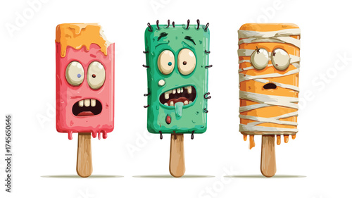Creepy Voodoo Popsicle Character Halloween Treats Illustration